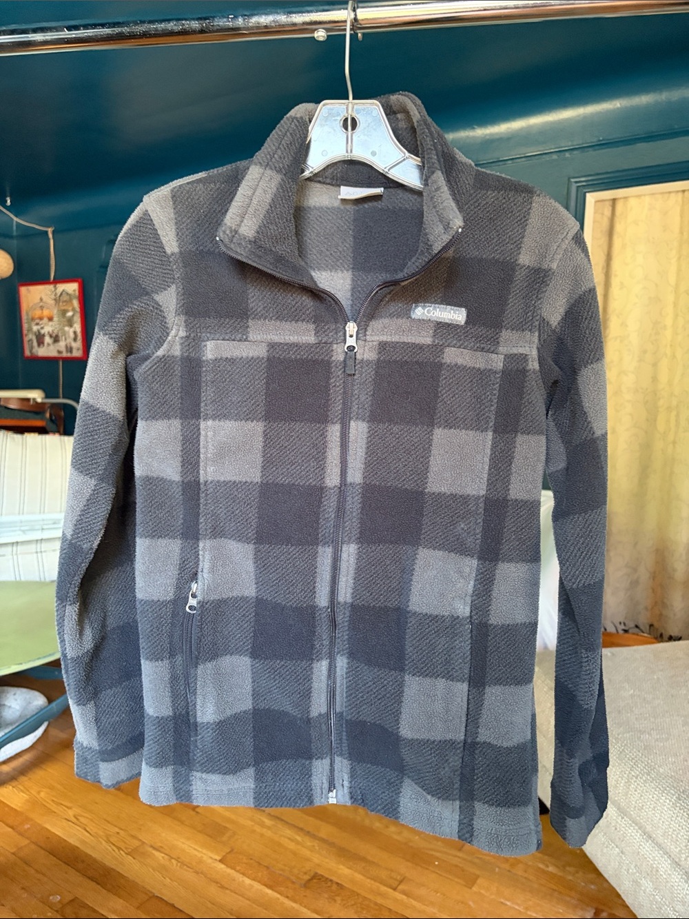 Columbia Kids Gray Plaid Fleece Full-Zip Jacket